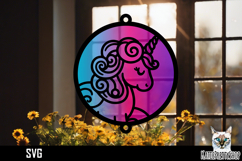 Suncatcher Car Charm Unicorn SVG, Hanging Ornament SVG Product Image 1