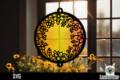 Suncatcher Car Charm Flowers SVG, Hanging Ornament SVG Product Image 1