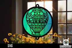 Suncatcher Car Charm SVG, Air balloon Ornament SVG Product Image 1