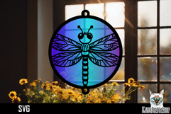 Suncatcher Car Charm SVG, Dragonfly Ornament SVG Product Image 1