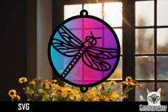 Suncatcher Car Charm SVG, Dragonfly Ornament SVG Product Image 1