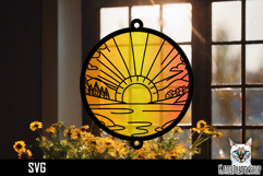 Suncatcher Car Charm sunset SVG, Sun Ornament SVG Product Image 1