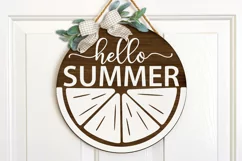 Hello summer svg| Round door signs| Summer Farmhouse Decor Product Image 2