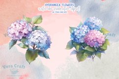 Hydrangea Flowers Watercolor Sublimation Clipart Product Image 5