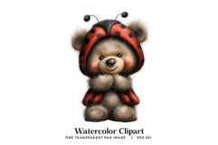 Ladybug Bear Costume Watercolor Clipart Product Image 1