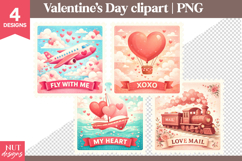 Valentines day clipart Valentine Travel Stamp Clipart Product Image 1