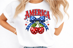 4th of July America Cherry Coquette Bow Png Product Image 2