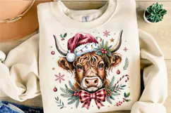 Coquette Christmas Highland Cow PNG Designs Product Image 4
