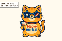 Patriotic Cat Sublimation Design | 4th of July PNG Product Image 1