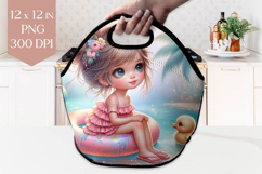 Tropical Girl and Duck Lunch Bag PNG Product Image 1