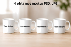 4 white mug mockup PSD file | Photoshop mockup Product Image 1