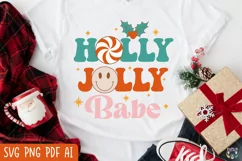 Christmas svg, Holly Jolly Babe svg, Retro Christmas svg Product Image 1