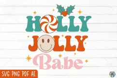 Christmas svg, Holly Jolly Babe svg, Retro Christmas svg Product Image 2