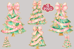 Christmas Tree PNG,Hand-Painted Coquette Christmas Tree PNG Product Image 1