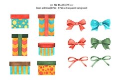 Watercolor Christmas Gift Box Clipart. New Year Xmas Present Product Image 4