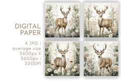 Whimsical Festive Deer Digital Paper JPG Product Image 1