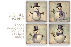 Purple Snowman Junk Journal Digital Paper JPG Product Image 1