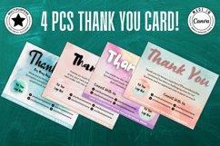  4pcs Abstract Watercolor Background Single-Sided Canva Template Thank You Card for Small Business