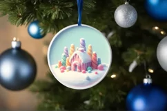 Molten Candy Christmas Scene Round Sublimation PNG Product Image 4