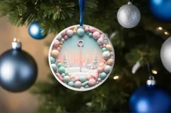 Molten Candy Christmas Scene Round Sublimation PNG Product Image 1