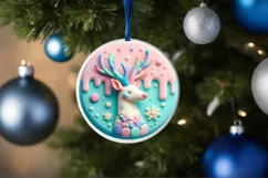 Pastel Christmas Deer with Melting Edges Round Sticker Product Image 4