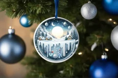 Round Winter Scene with Love and Joy Sublimation PNG Product Image 4