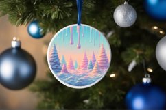 Round Winter Scene Ornament Sublimation PNG Product Image 1