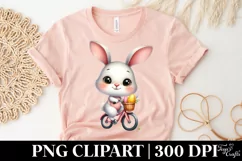 Easter Bunny Egg Flower Riding a Bike , Clipart Product Image 5