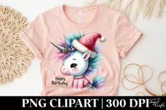 Baby Unicorn with Santa Hat, PNG Product Image 1