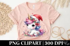 Baby Unicorn with Santa Hat, PNG Product Image 5
