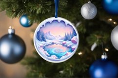 Round Winter Scene Ornament Sublimation PNG Product Image 1