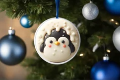 Round Christmas Penguin with Melting Edges Ornament Product Image 4