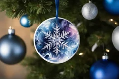 Snow Flake Christmas Round Cute Ornament Sublimation Product Image 4