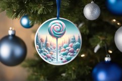 Round Winter Scene Ornament Sublimation PNG Product Image 1