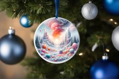 Round Winter Scene Ornament Sublimation PNG Product Image 1