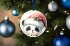 Round Christmas Baby Panda Digital Painting Sublimation PNG Product Image 4