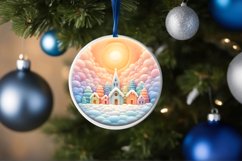 Round Winter Scene Ornament Sublimation PNG Product Image 1