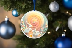 Round Winter Scene Ornament Sublimation PNG Product Image 1