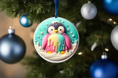 pastel Christmas Penguin with Melting Edges Ornament Product Image 4