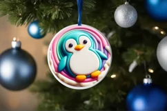 pastel Christmas Penguin with Melting Edges Ornament Product Image 4