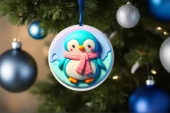 pastel Christmas Penguin with Melting Edges Ornament Product Image 1