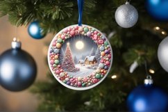 Round Winter Scene Ornament Sublimation PNG Product Image 4
