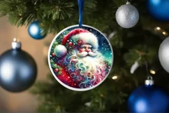 Round Christmas Santa Ornament Sublimation PNG Product Image 1