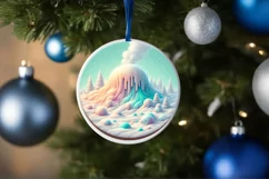 Molten Candy Winter Scene Round Sublimation PNG Product Image 1