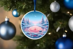 Molten Candy Winter Scene Round Sublimation PNG Product Image 4