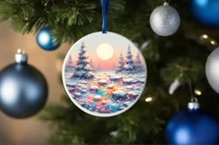 Pastel Molten Candy Winter Scene Ornament PNG Product Image 4