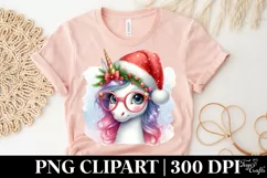 Cute Unicorn with es and Santa Hat PNG Product Image 5