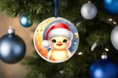 Cute Baby Rabbit on Moon Round Christmas Ornament Product Image 4