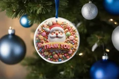 Santa Thank You Christmas Round Ornament Sublimation Product Image 4