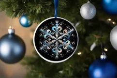Snow Flake Christmas Round Cute Ornament Sublimation Product Image 4